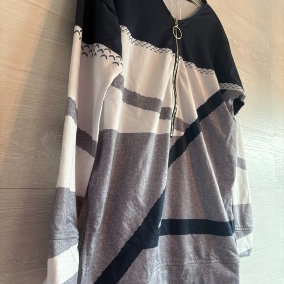 Polyester Long Sleeve Women Colorblock Zip Ladies Long Sleeve Casual Top - Picture 3 of 4